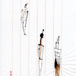 Leaf and Idol, 2012, Japanese notebook page, ink